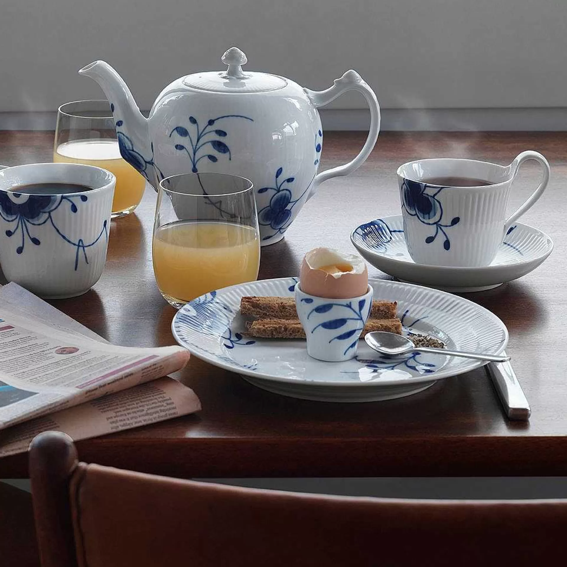 Royal Copenhagen Tekopper*Blue Fluted Mega Tekopp Med Skal