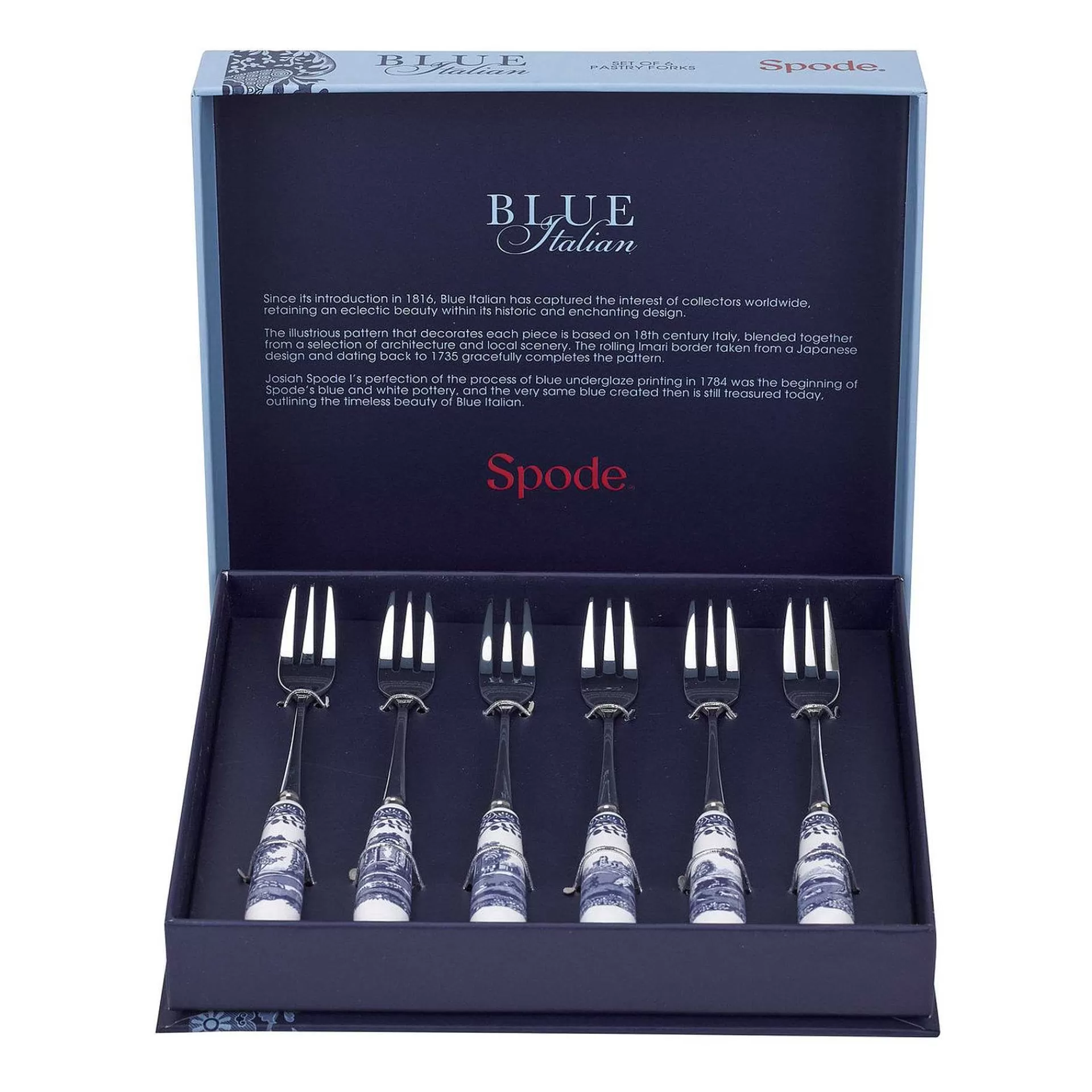 Spode Blue Italian Dessertgaffel 6-Pakning