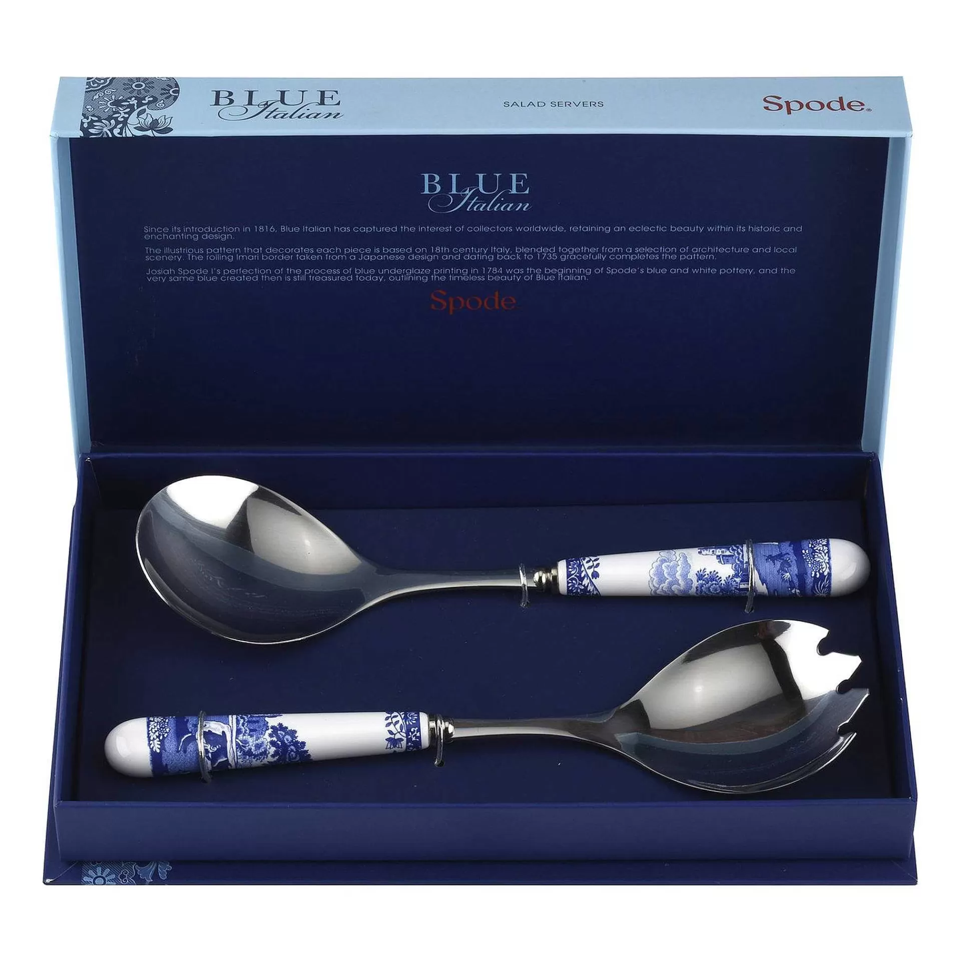 Spode Blue Italian Salatbestikk 2 Deler