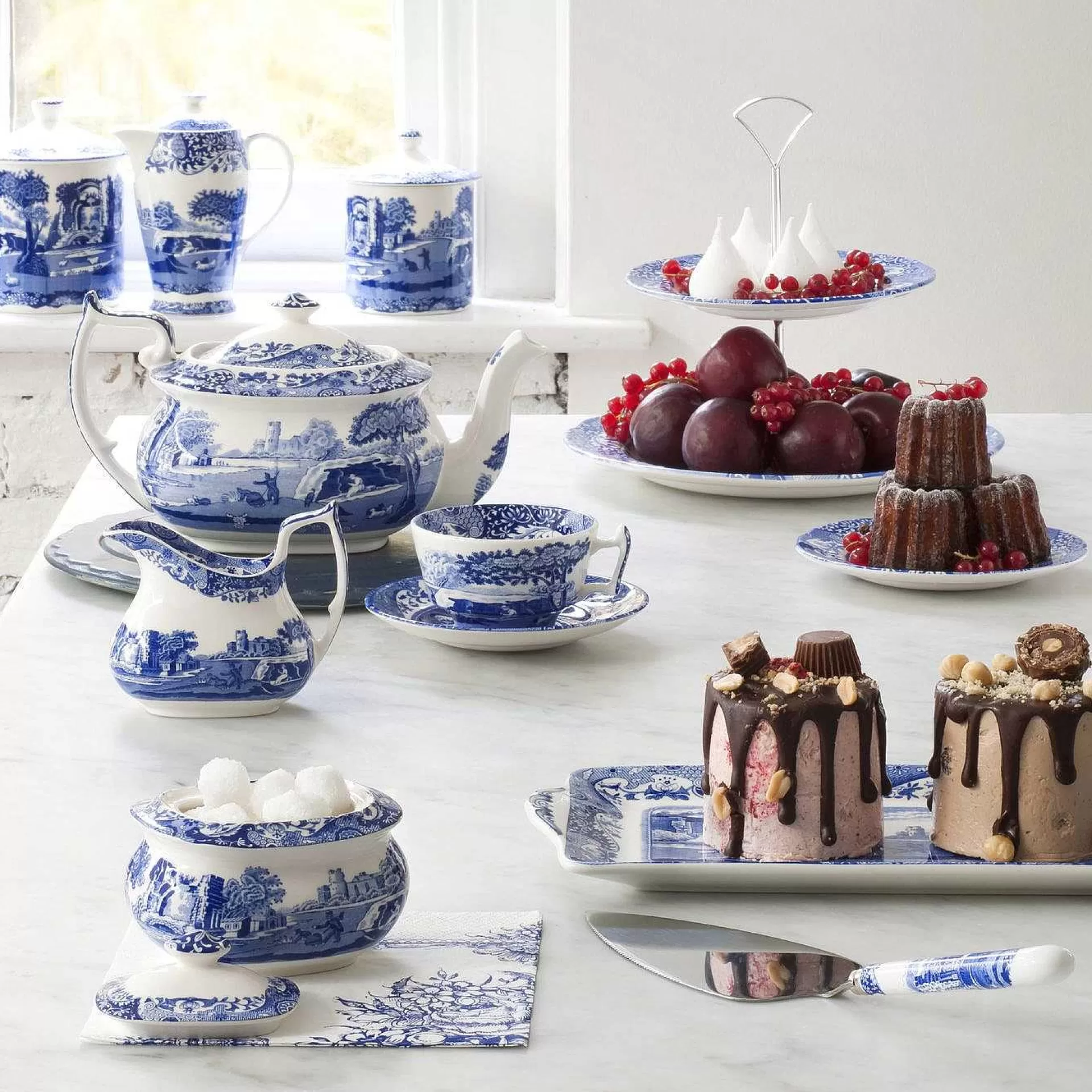 Spode Sukkerskåler*Blue Italian Sukkerskal Med Lokk