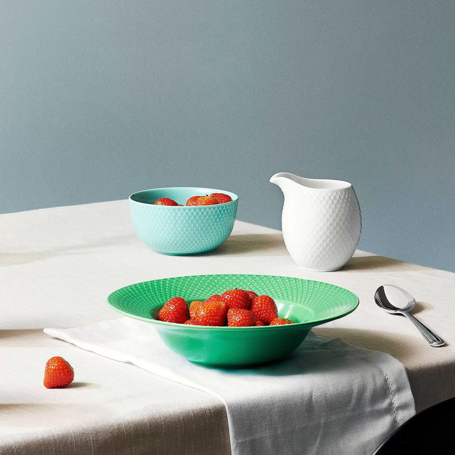 Lyngby Porcelæn Dype Tallerkener*Rhombe Dyp Tallerken Gronn