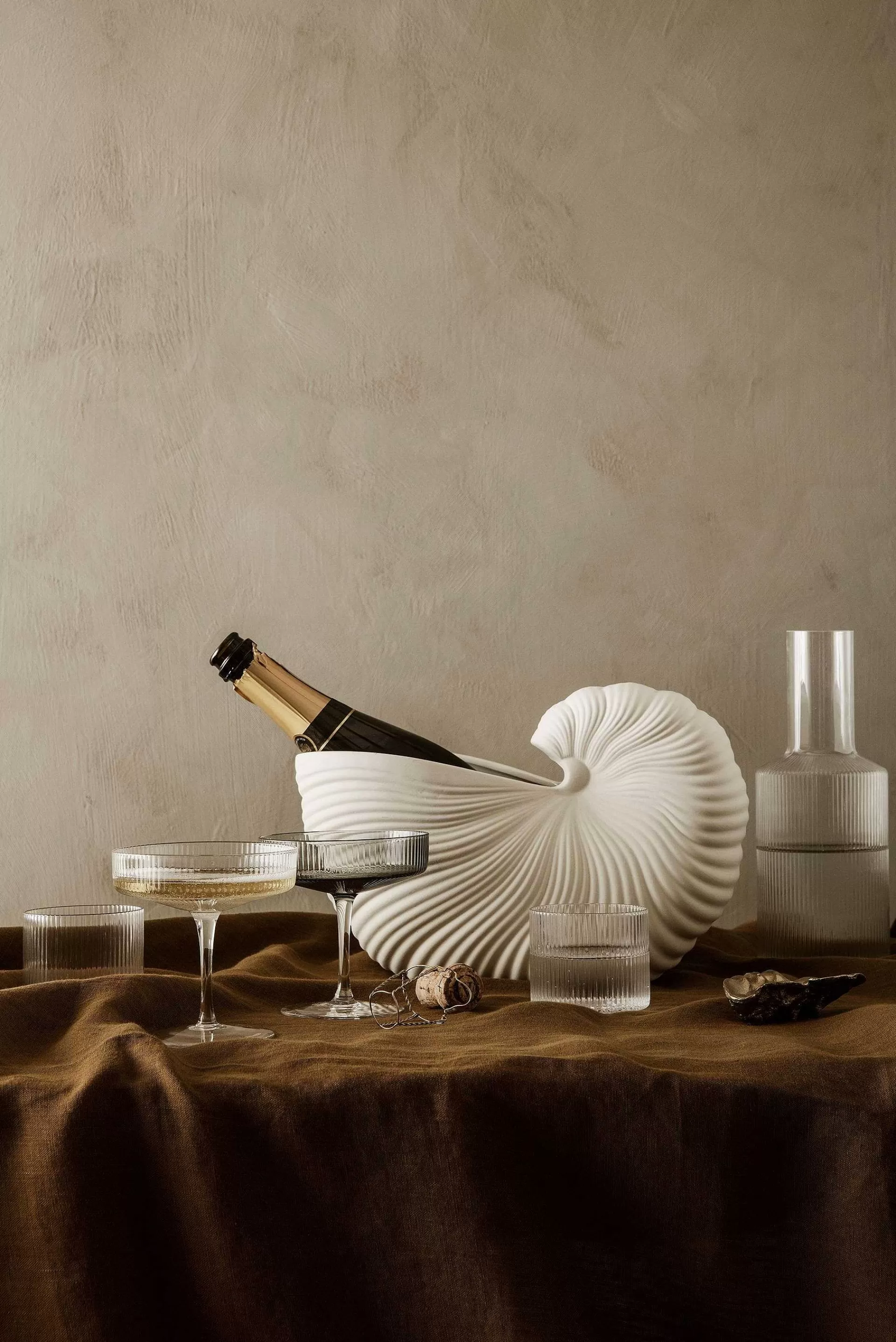 Ferm LIVING Vannglass*Ripple Glass Lavt 4-Pakning