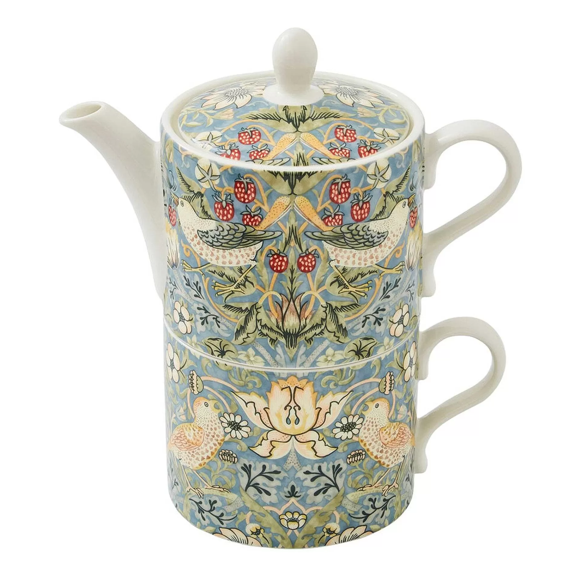 Spode Strawberry Thief Tekanne Og Tekopp
