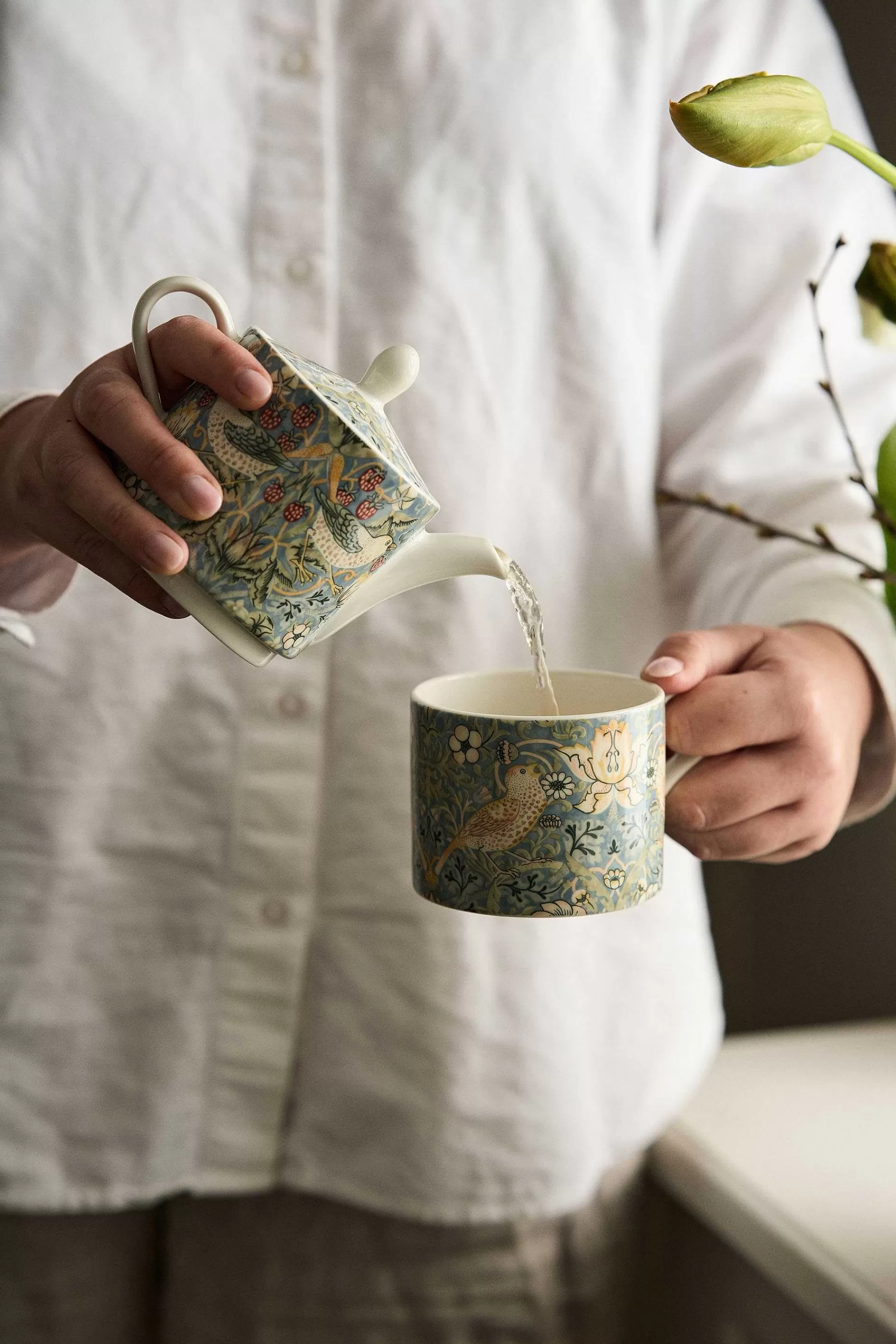 Spode Tekopper*Strawberry Thief Tekopp Med Skal 28 Cl