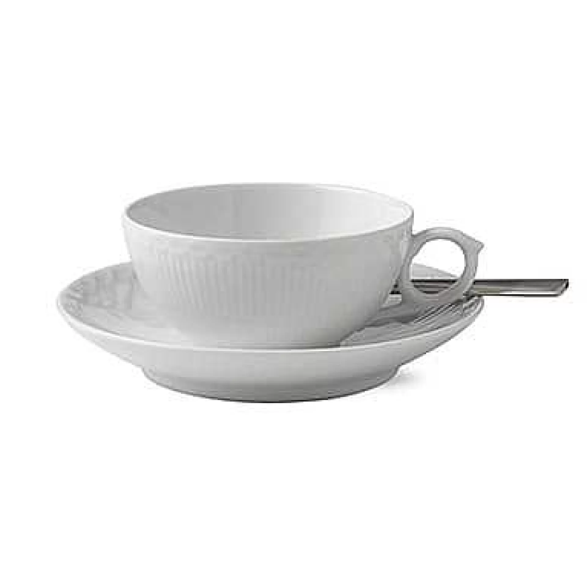 Royal Copenhagen Tekopper*White Fluted Half Lace Tekopp Med Skal
