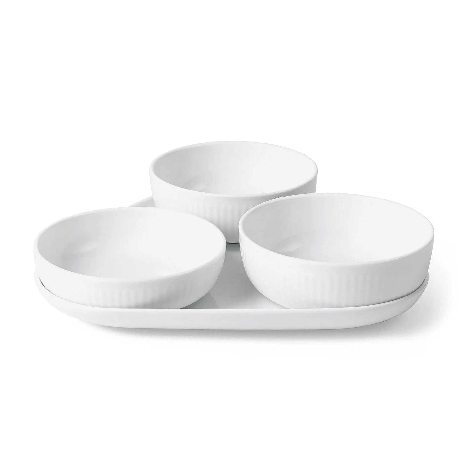 Royal Copenhagen Servise & Startsett*White Fluted Serveringssett 4 Deler
